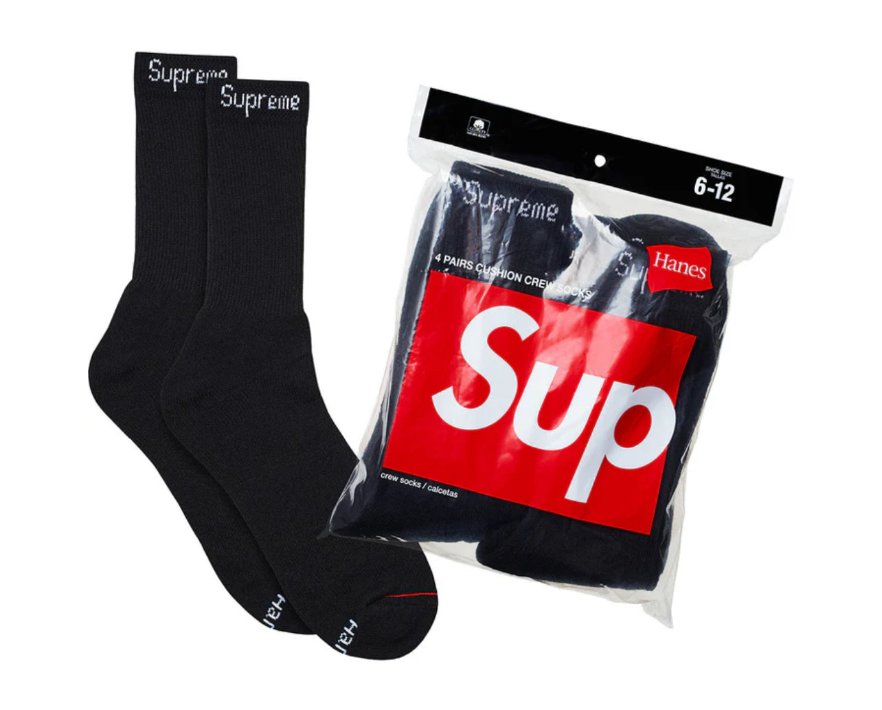 Calcetines deportivos Supreme/Hanes (paquete de 4)