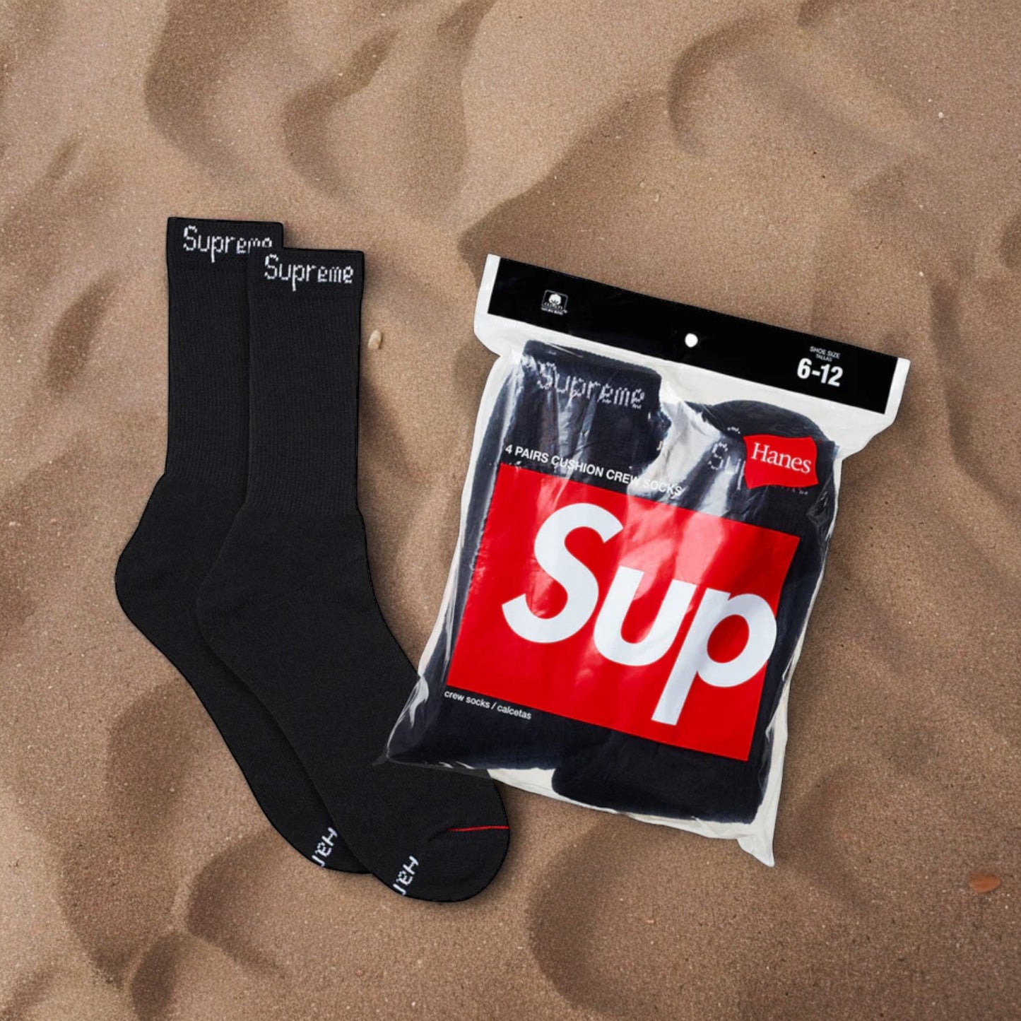 Calcetines deportivos Supreme/Hanes (paquete de 4)