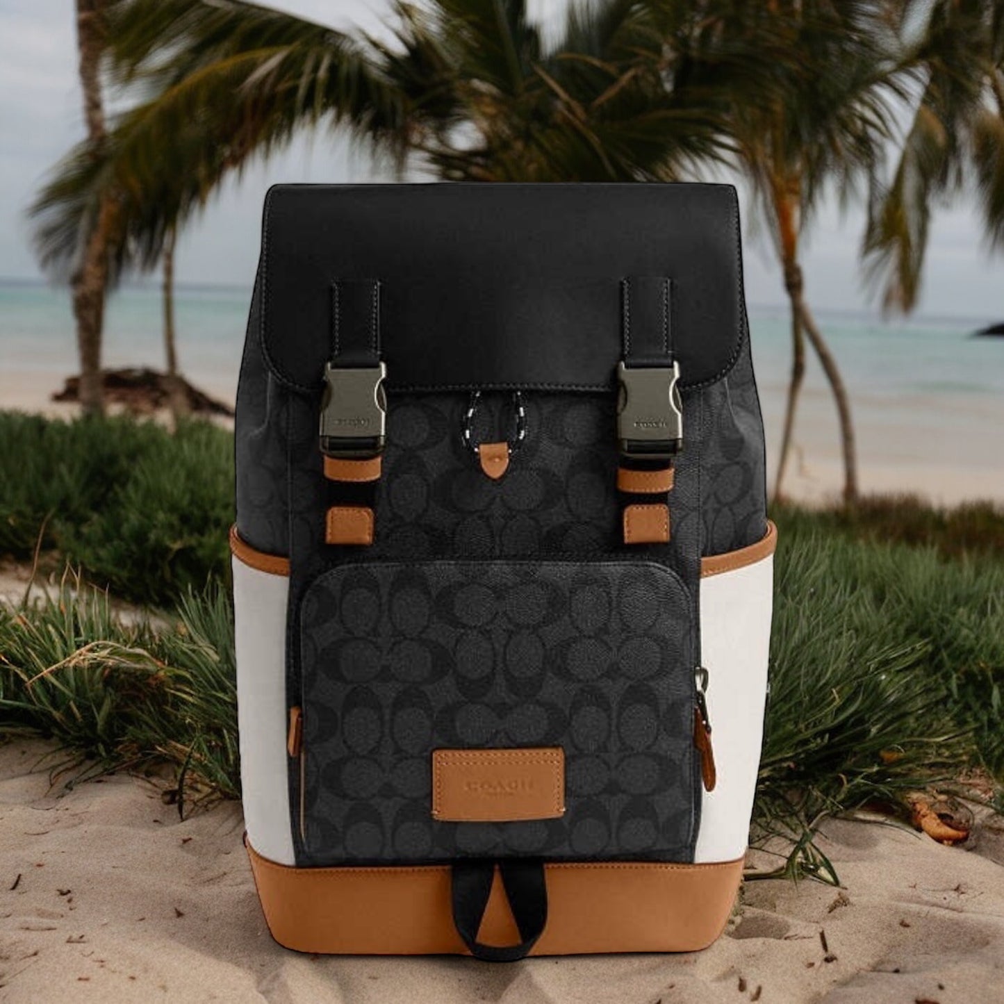 Mochila Coach Track en lona distintiva con bloques de color
